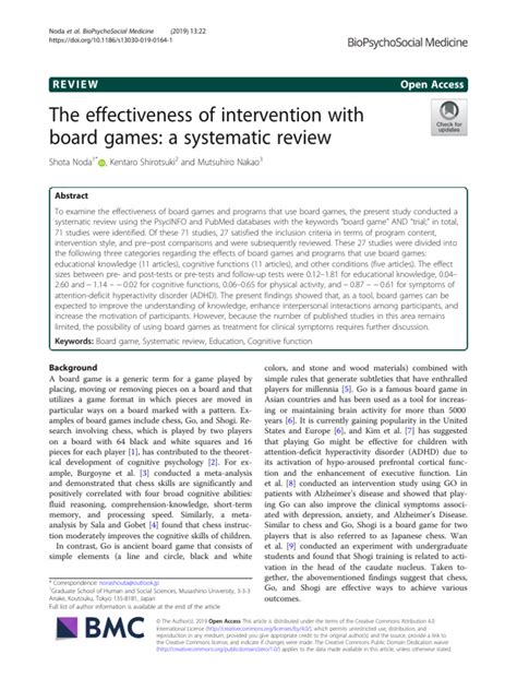 The effectiveness of intervention with board games: a systematic review.